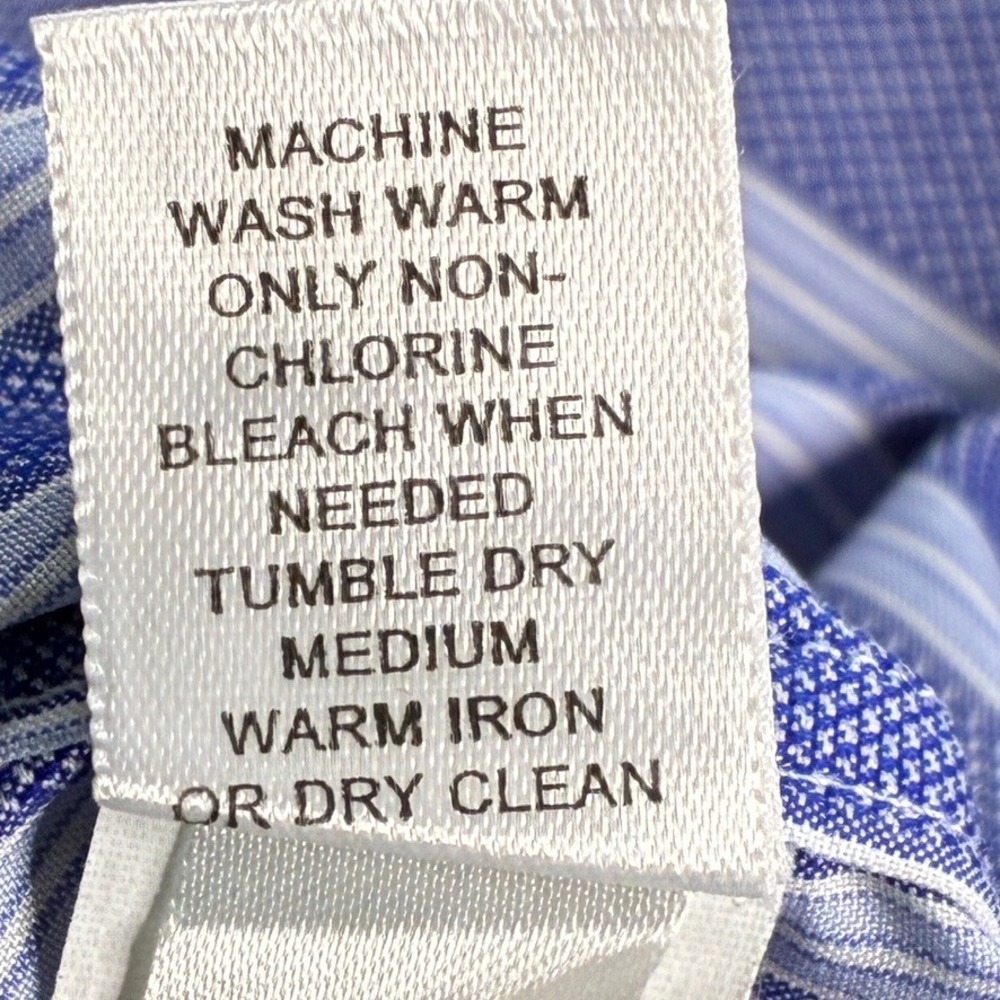 Banana Republic Fitted Blue White Stripe Dress‎ Shirt XL 17-17 1/2 Cotton - Picture 12 of 14